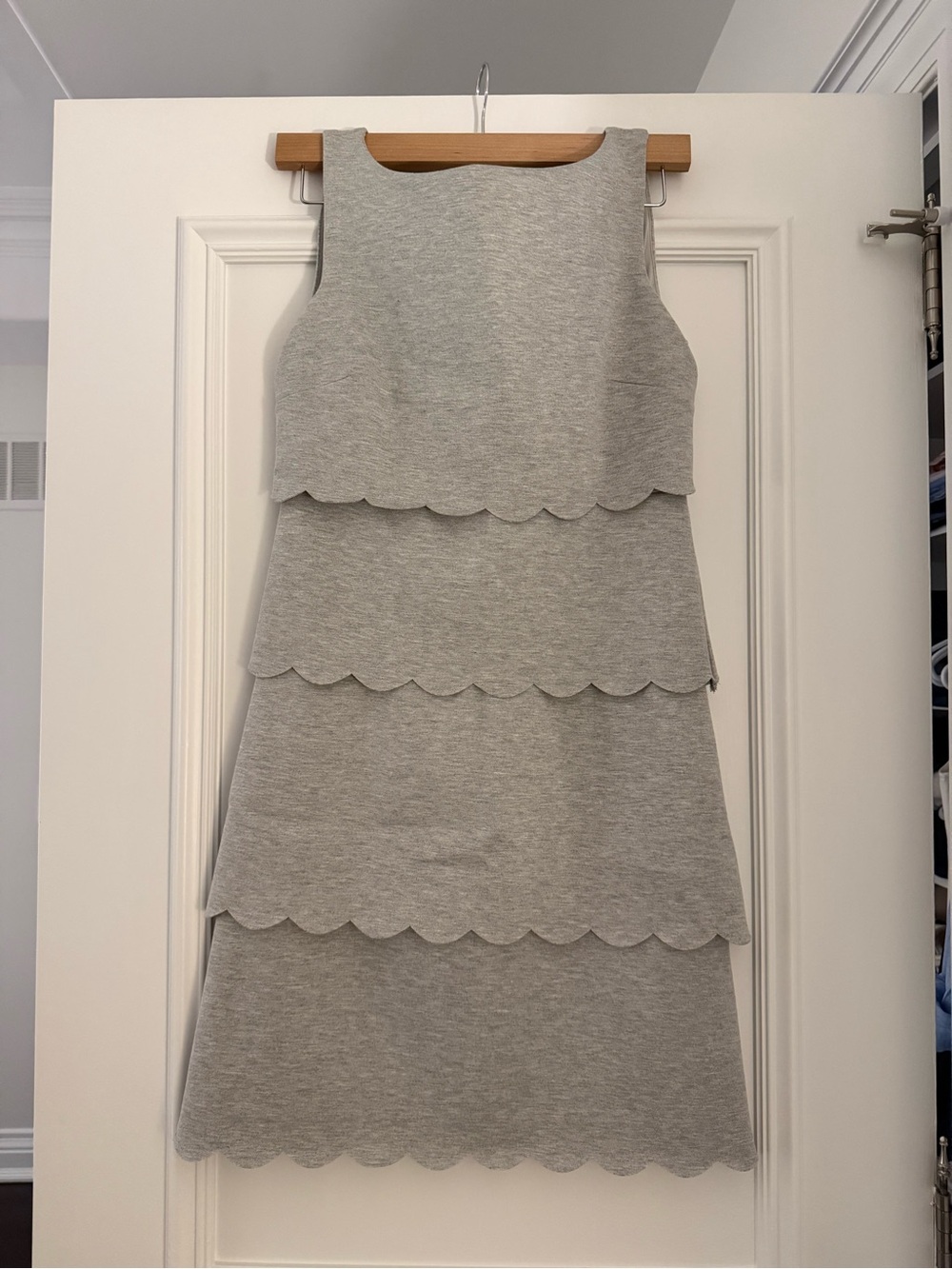 Philosophy Light Gray Scallop Tiered Midi Dress